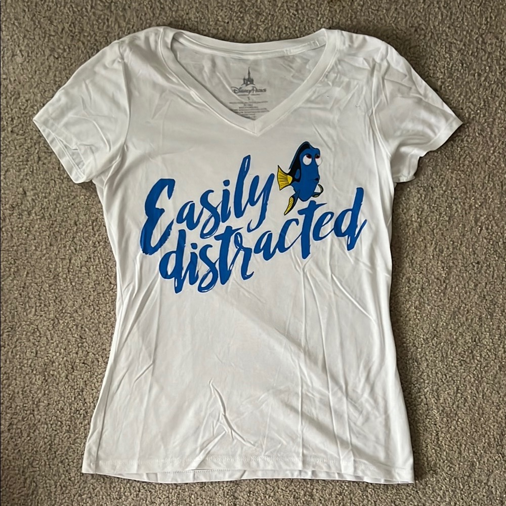 Disney White Tee with Blue and Yellow Graphic